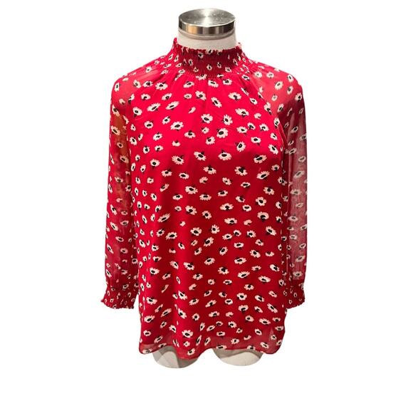 Madewell Mistlight Mock Neck Top in Seattle Floral Nouveau Red Size XS - Picture 2 of 10